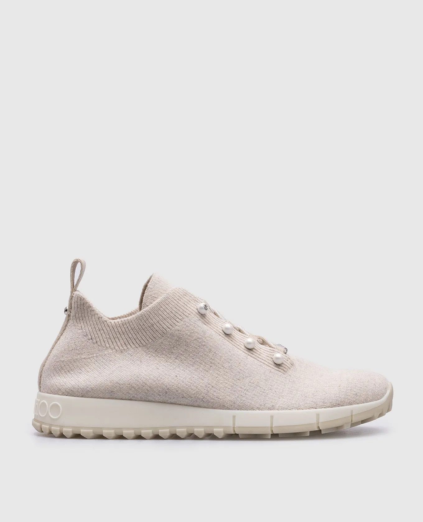 Jimmy Choo Sneaker Veles in cashmere con perline beige VELESPZG