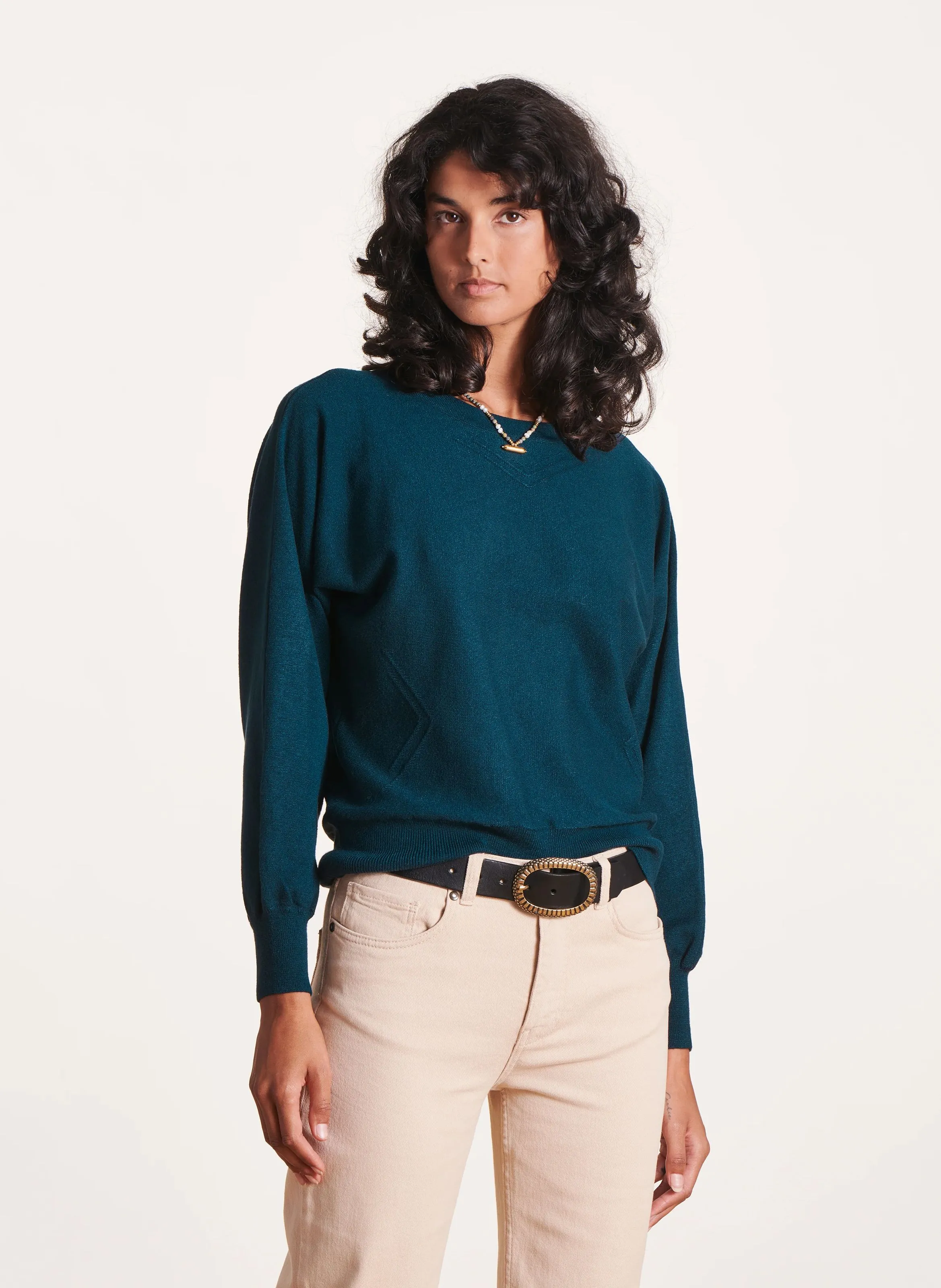  LA FEE MARABOUTEE   Maglione scollo tondo dritto in maglia | Blu