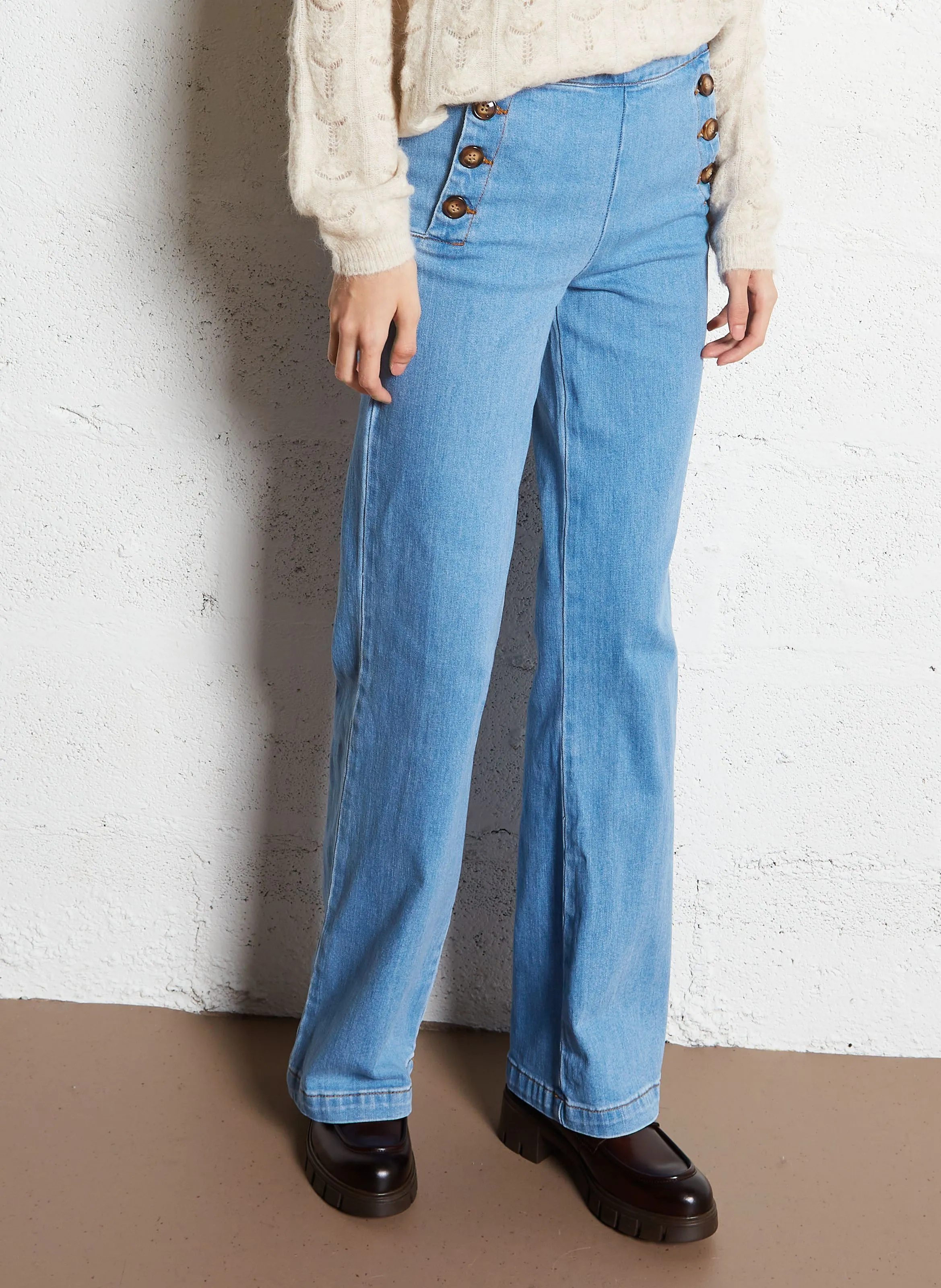  LA PETITE ETOILE   PAULIE - Pantaloni dritti in denim di cotone misto | Jeans stone-washed