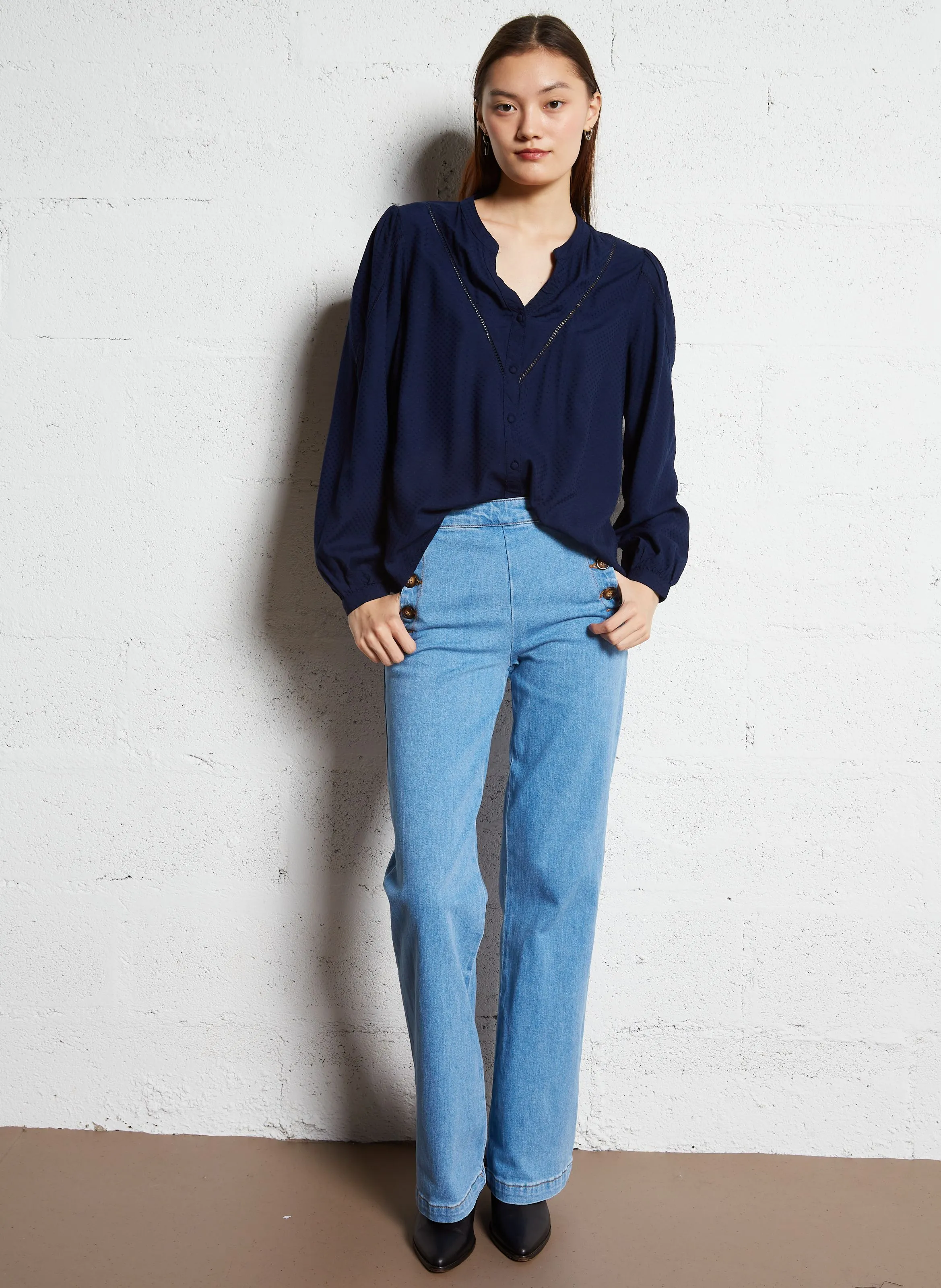  LA PETITE ETOILE   PAULIE - Pantaloni dritti in denim di cotone misto | Jeans stone-washed