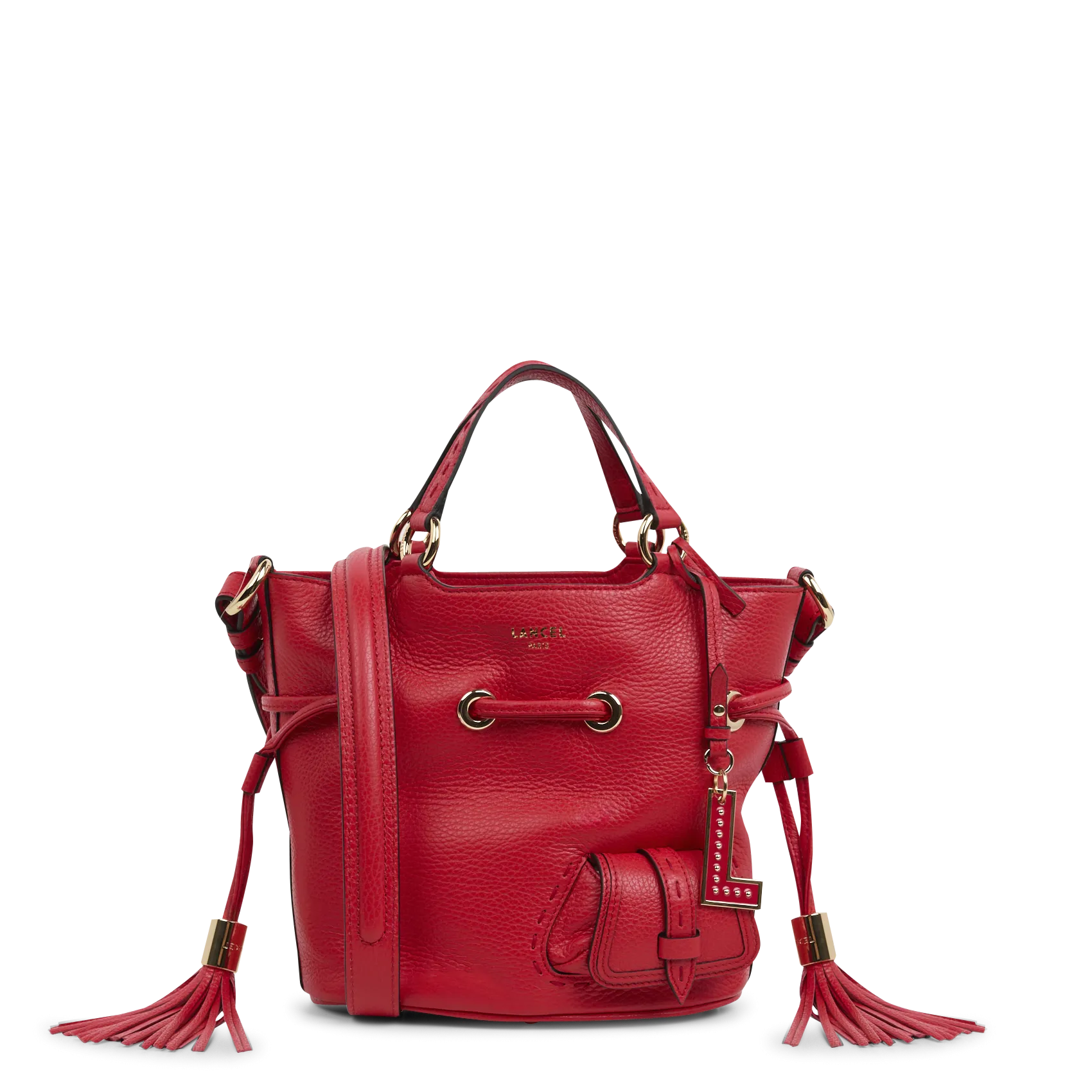  LANCEL   PREMIER FLIRT - Borsa a secchiello in pelle martellata | Rosso