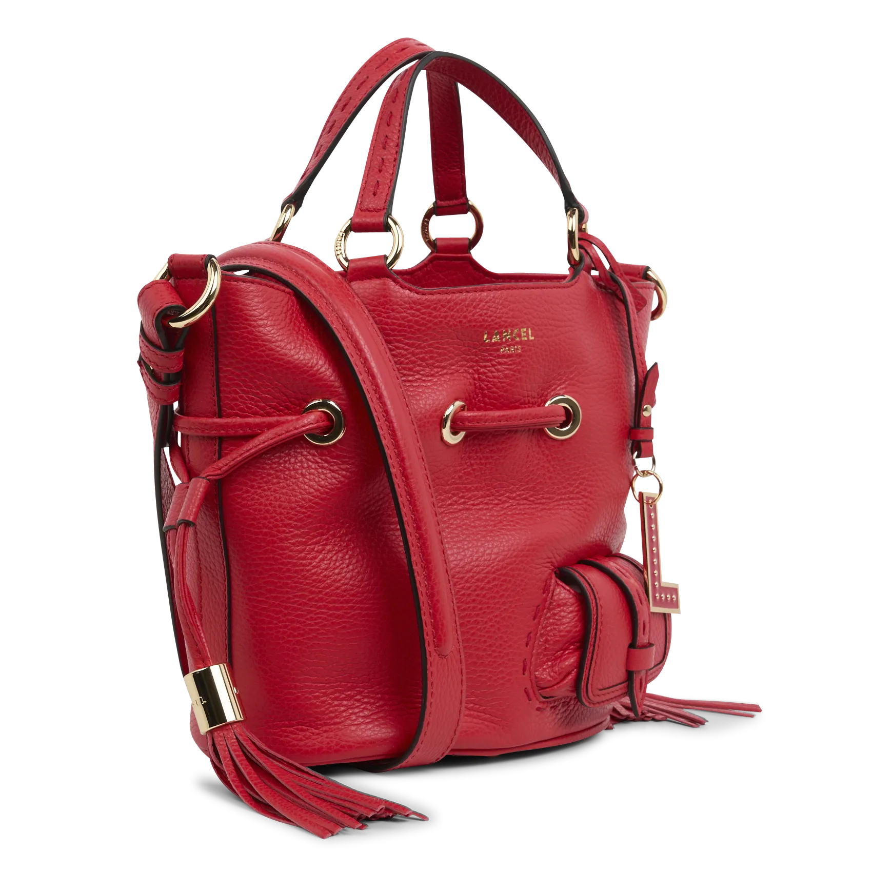  LANCEL   PREMIER FLIRT - Borsa a secchiello in pelle martellata | Rosso