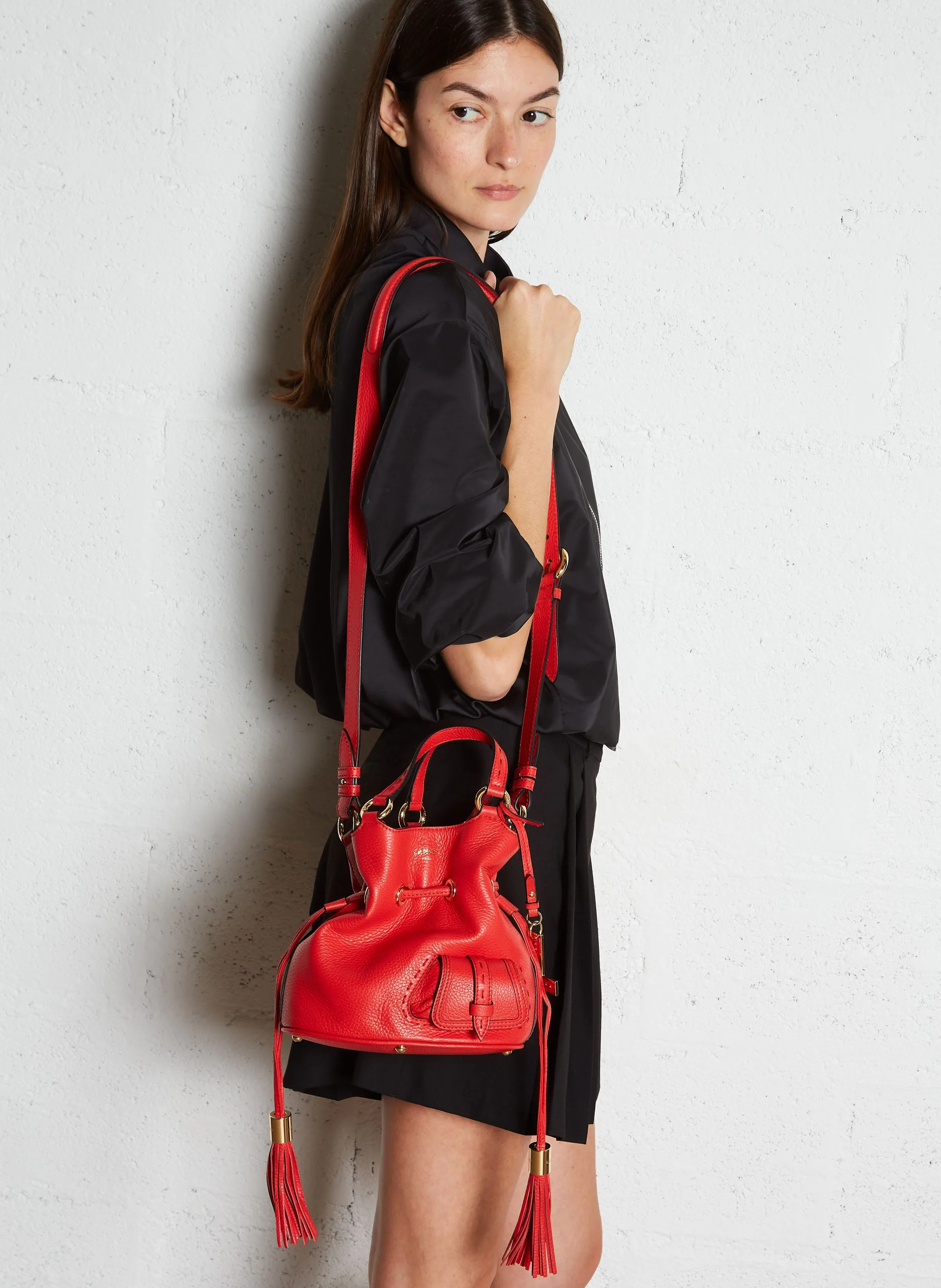  LANCEL   PREMIER FLIRT - Borsa a secchiello in pelle martellata | Rosso