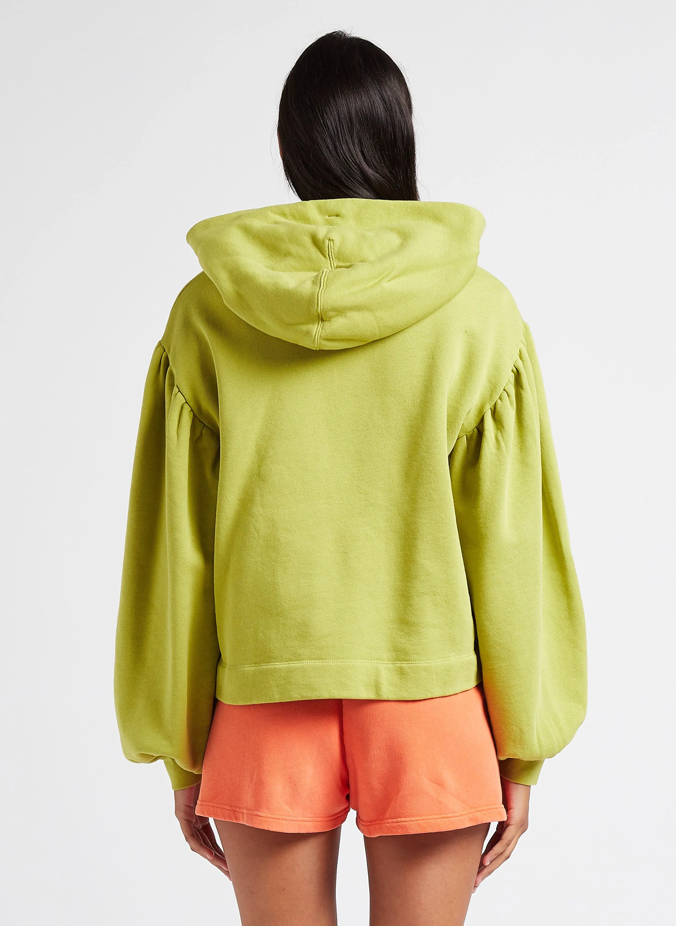  LEVI'S   AKANE RUSCHED HOODIE - Felpa in cotone con maniche a palloncino | Verde