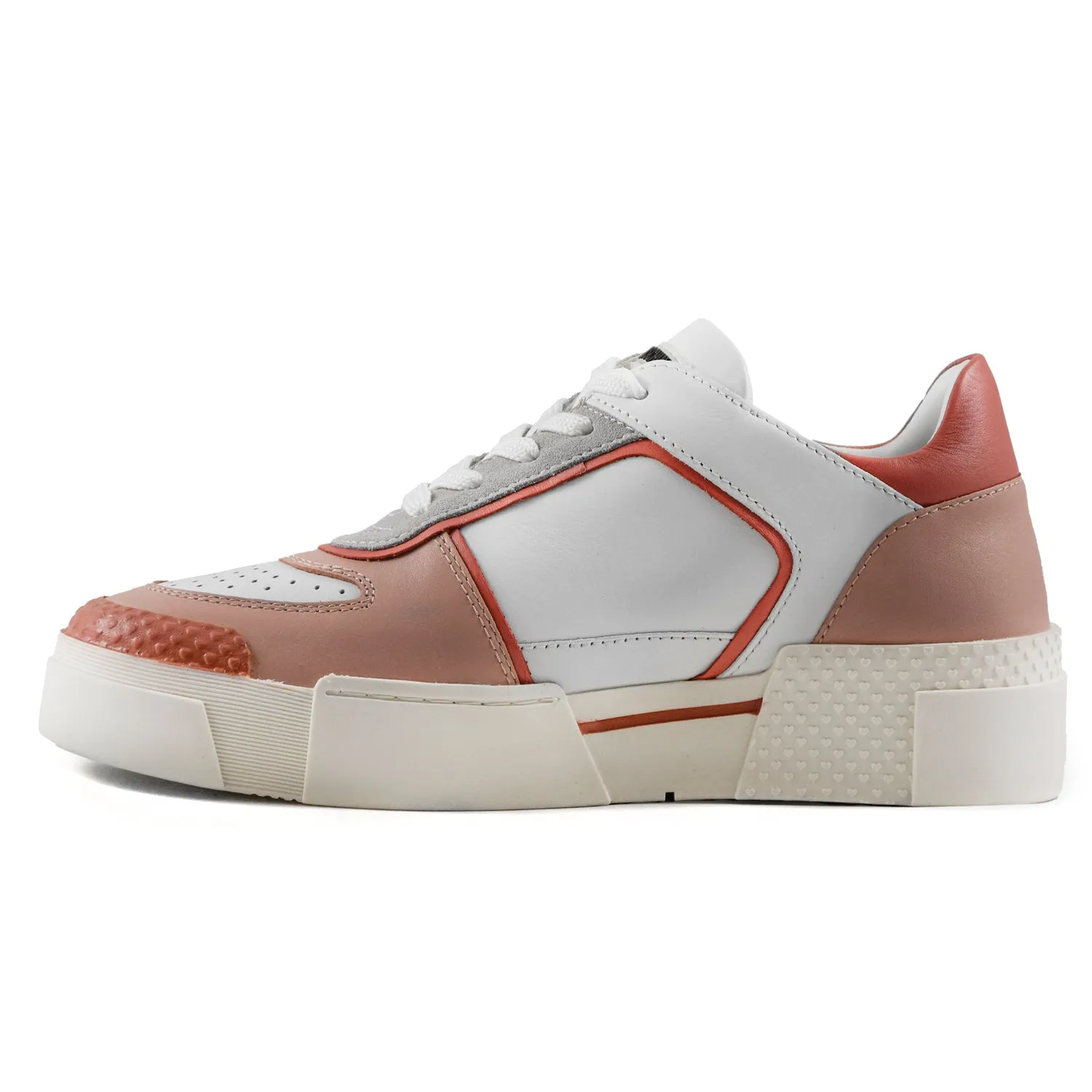 Love Moschino Sneakers Donna Bianco E Rosa In Mix Di Pellami