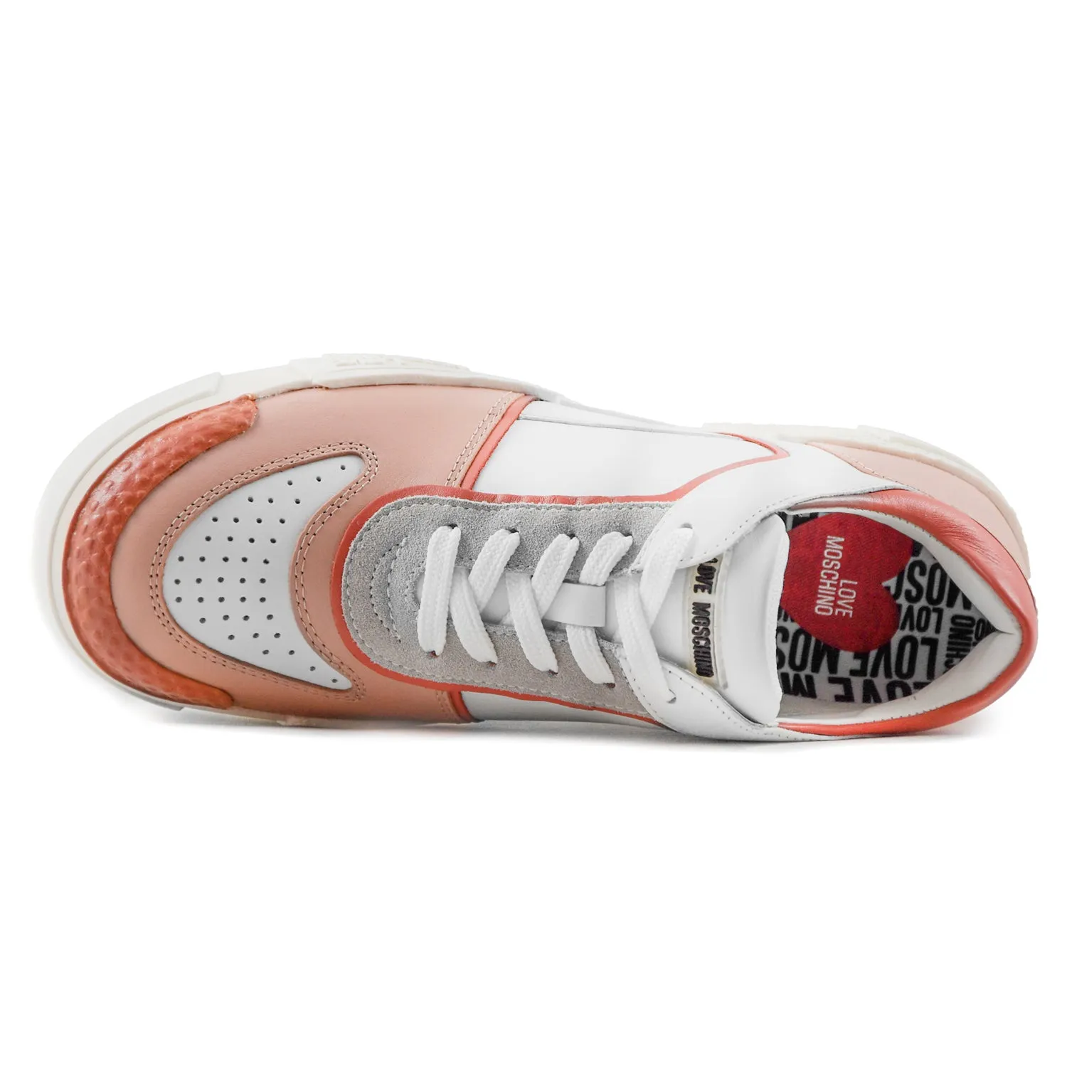 Love Moschino Sneakers Donna Bianco E Rosa In Mix Di Pellami