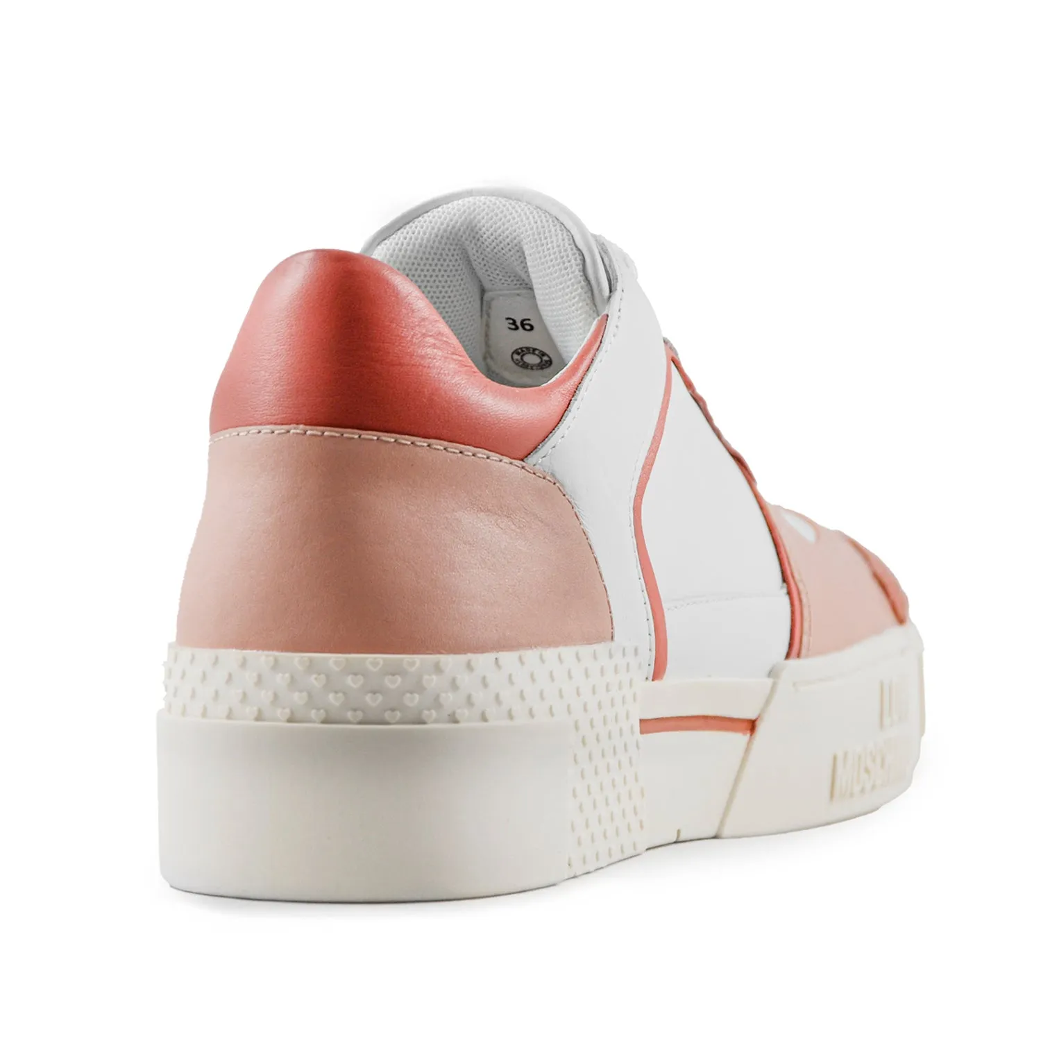 Love Moschino Sneakers Donna Bianco E Rosa In Mix Di Pellami