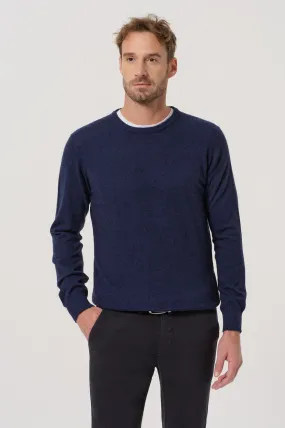 Maglia Girocollo Blu Prussia in misto Cashmere