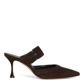 MANOLO BLAHNIK  Décolleté Brontiamusa in suede marrone