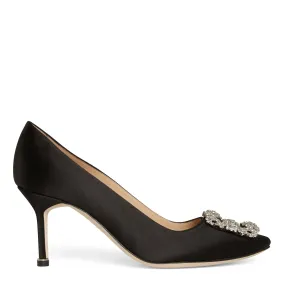 MANOLO BLAHNIK  Décolleté Hangisi70 in satin nero