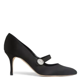 MANOLO BLAHNIK  Décolleté Marjana samba 70 in raso nera