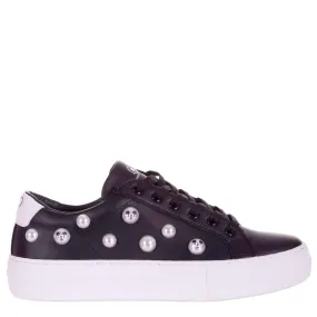 MOA Sneakers Donna in Pelle, Perle Stampa Topolino Laterale, Nero