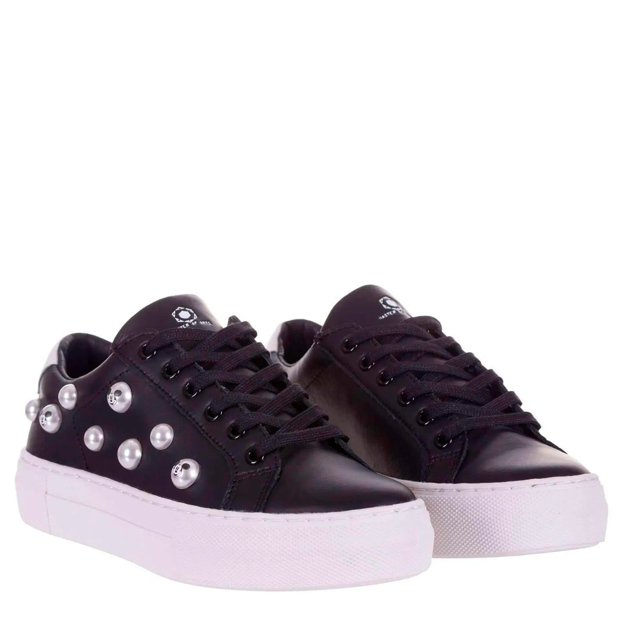 MOA Sneakers Donna in Pelle, Perle Stampa Topolino Laterale, Nero