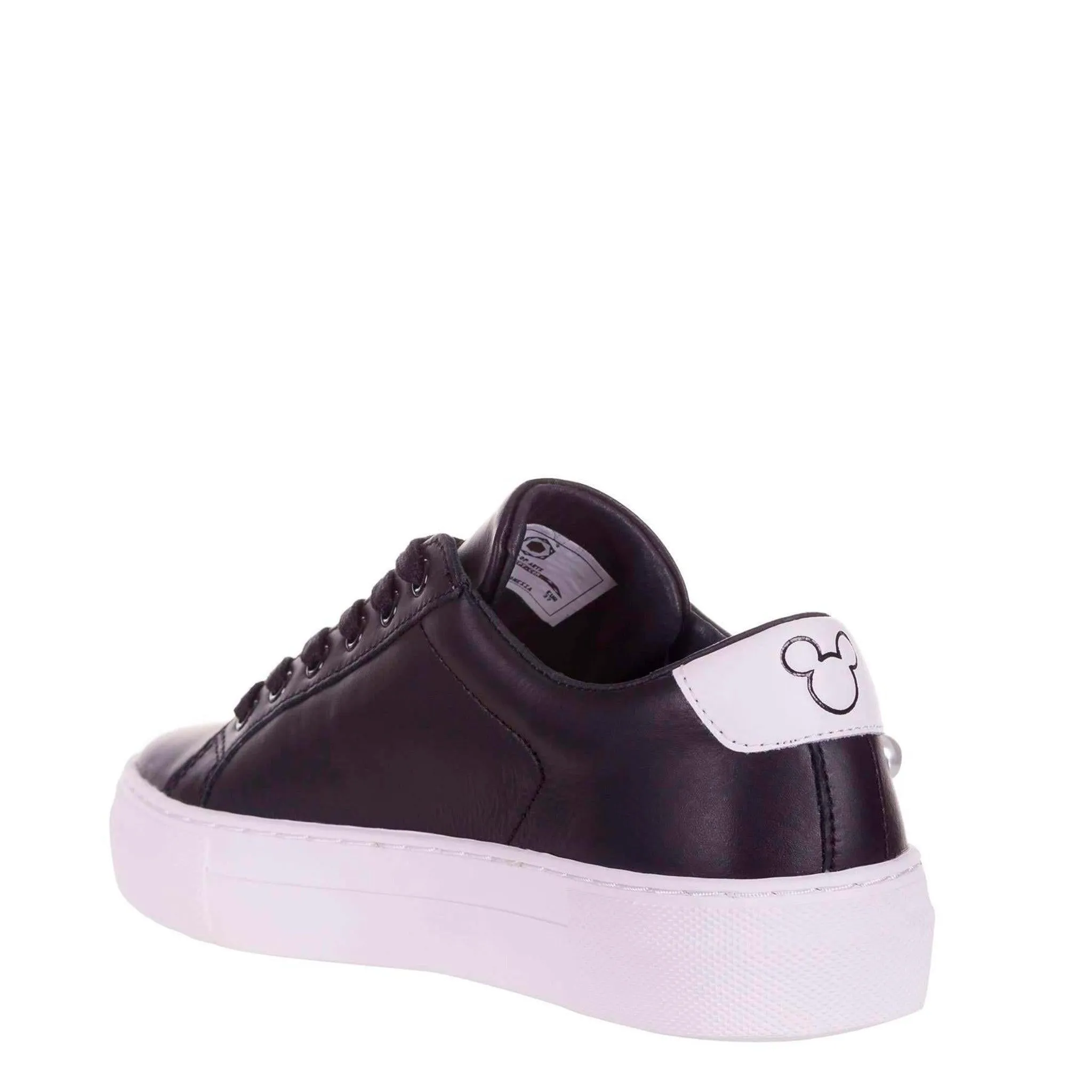 MOA Sneakers Donna in Pelle, Perle Stampa Topolino Laterale, Nero