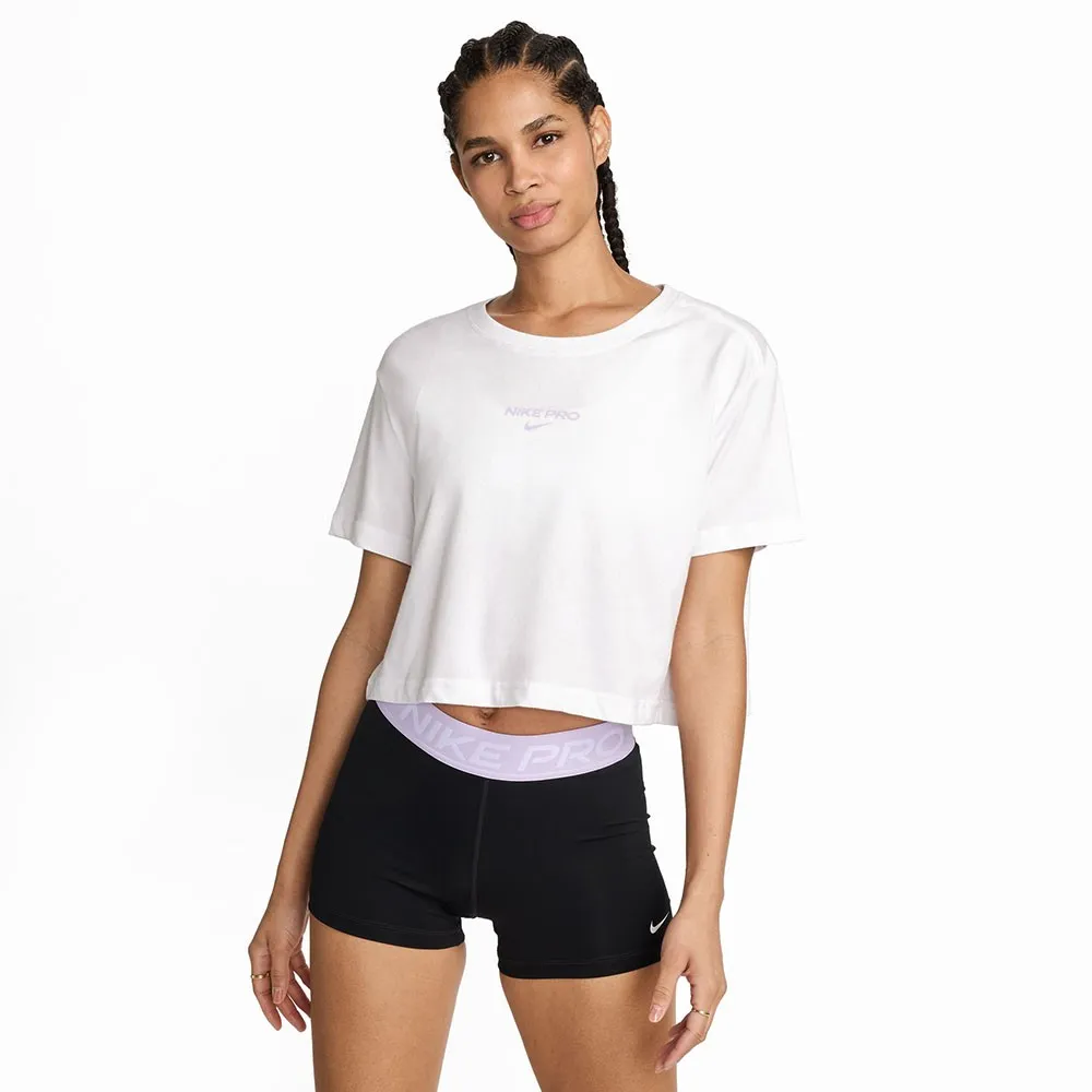 Nike Maglietta Palestra Crop Train Pro Bianco Donna