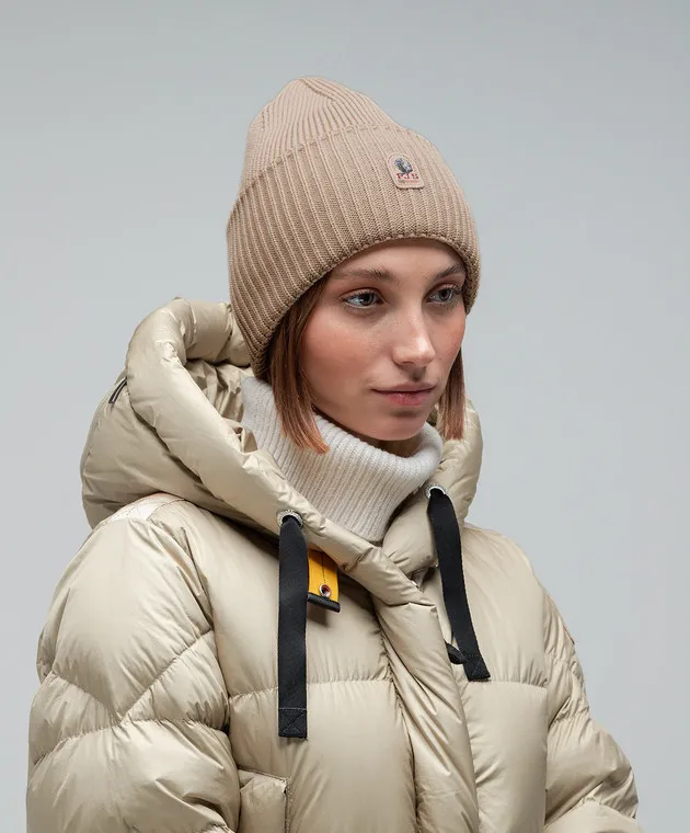 Parajumpers Berretto basic in lana marrone con patch logo 23WPAACHA10