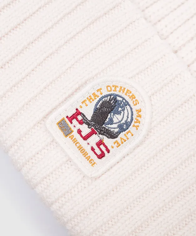 Parajumpers Cappello a coste bianco con toppa con logo 23WPAACHA02