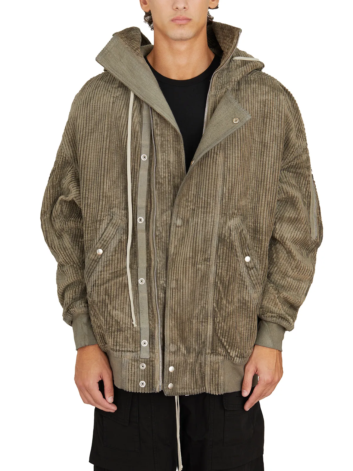 RICK OWENS DRKSHDW  BOMBER IMBOTTITO HOODED LONG BOMBER DUST 