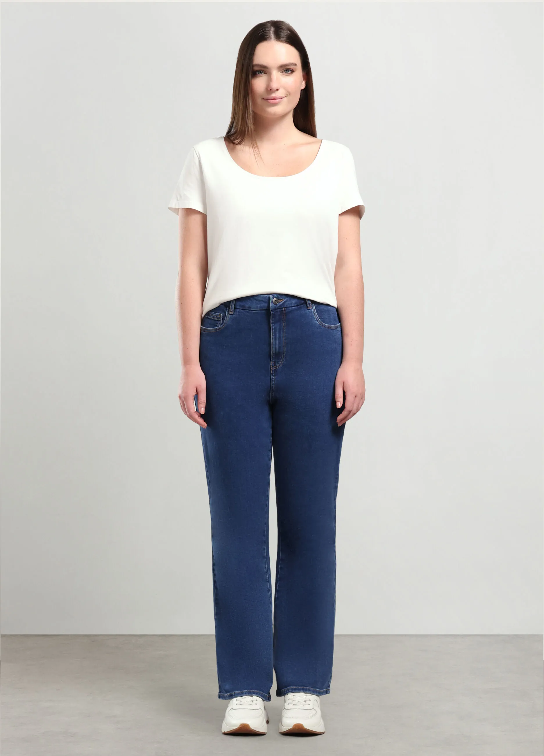 ROSA THEA  Pantaloni in denim di cotone stretch flare fit donna curvy