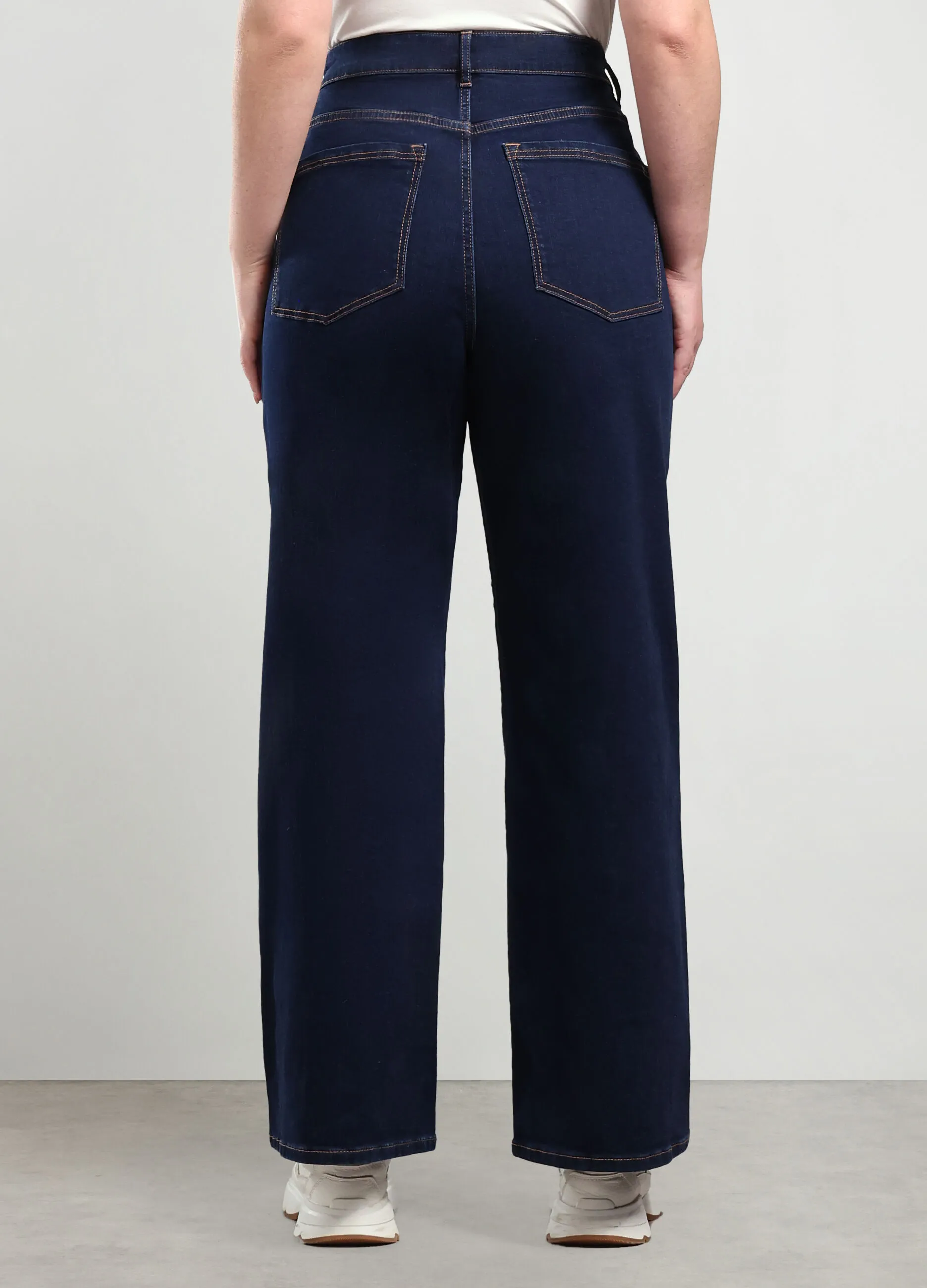 ROSA THEA  Pantaloni in denim di cotone stretch wide leg donna curvy