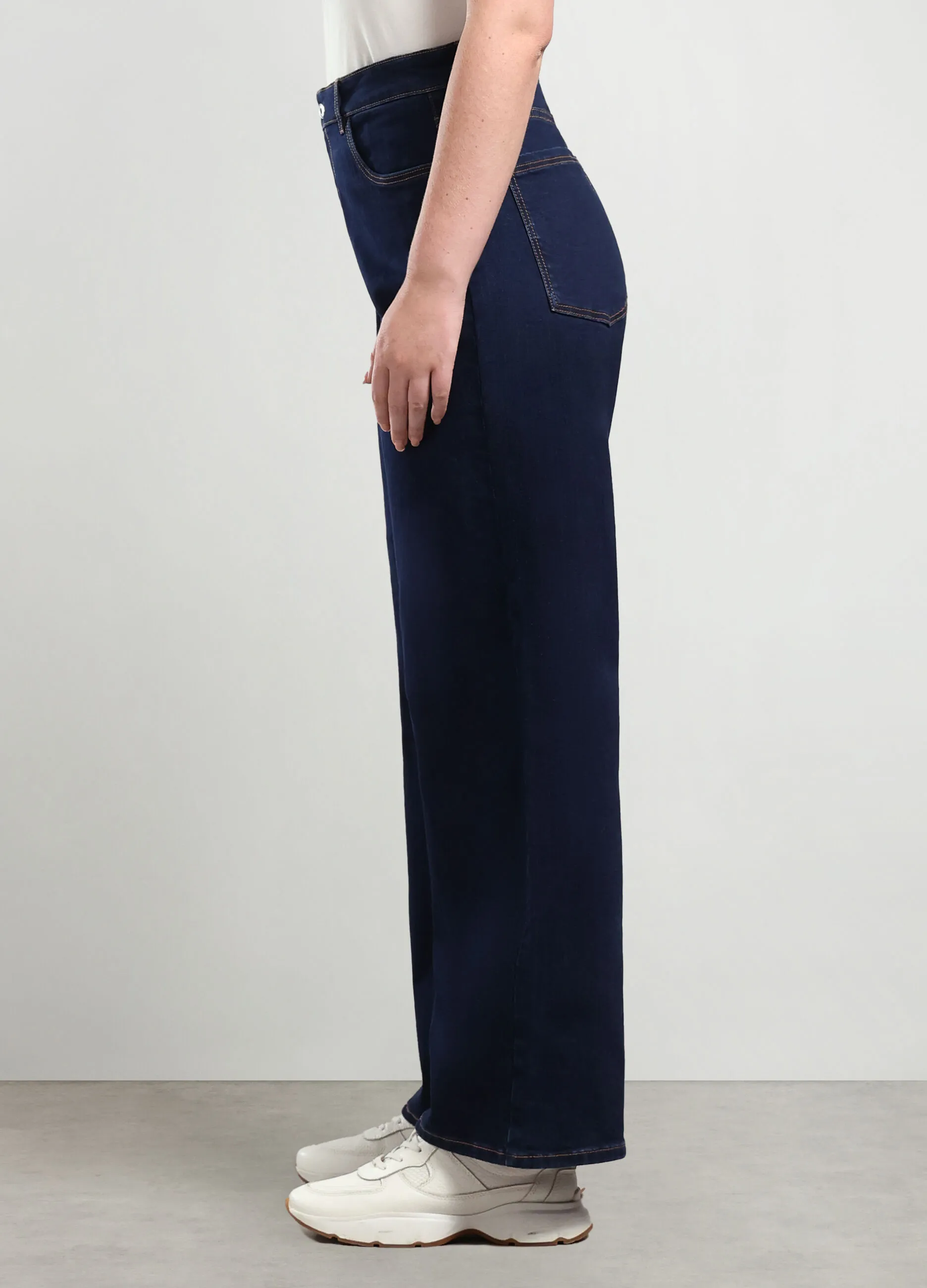 ROSA THEA  Pantaloni in denim di cotone stretch wide leg donna curvy