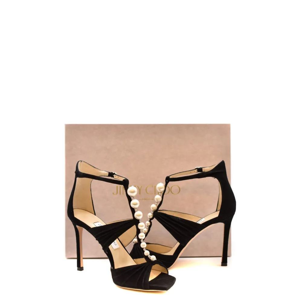 Sandali Jimmy Choo nero AURA 95 SZRBLACK/WHITE