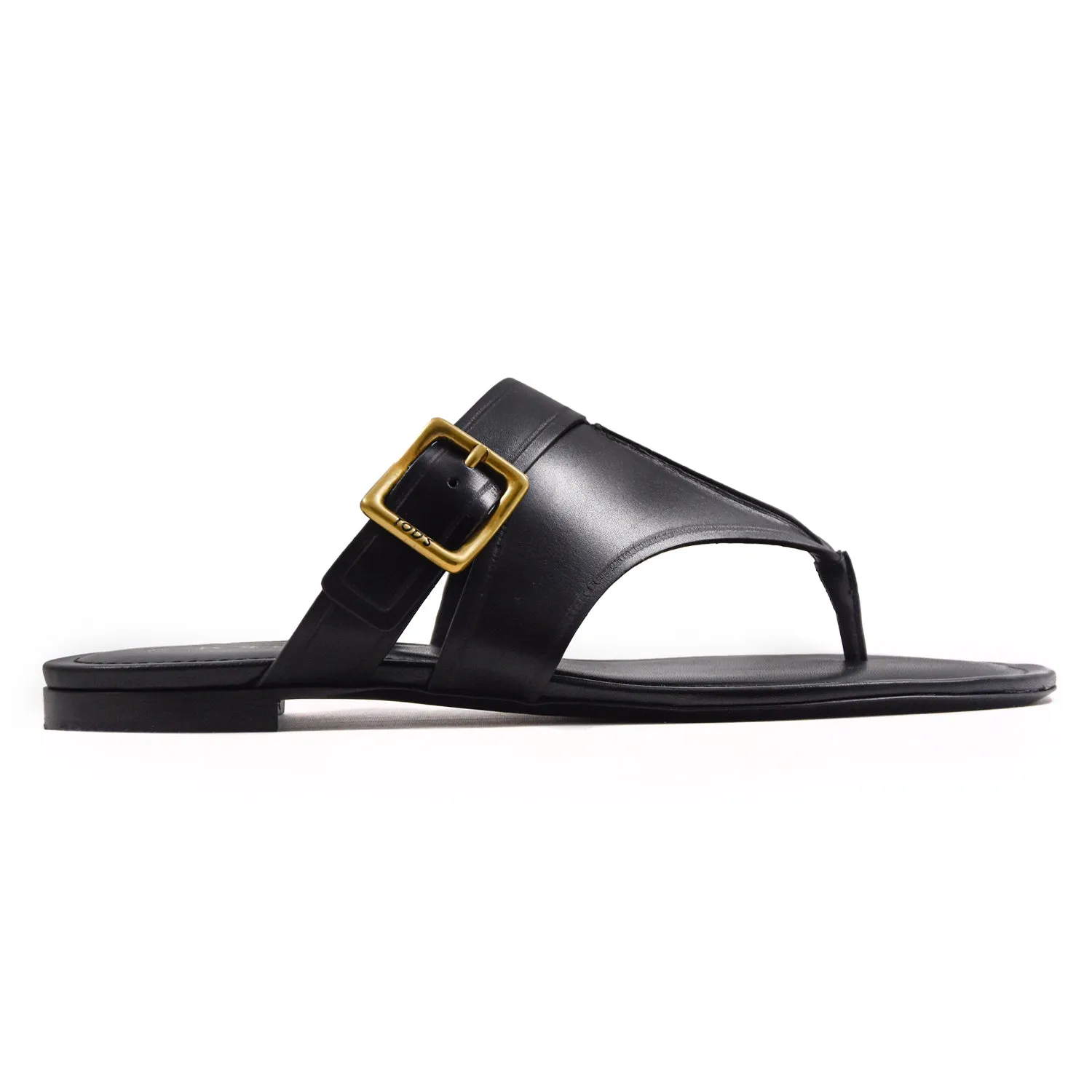 Sandali Tod's Donna In Pelle Nero Con Fibbia Bronzo Personalizzata