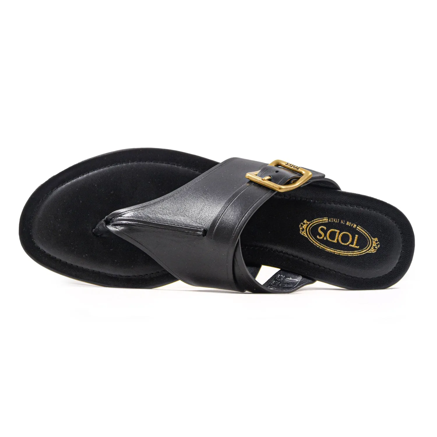 Sandali Tod's Donna In Pelle Nero Con Fibbia Bronzo Personalizzata