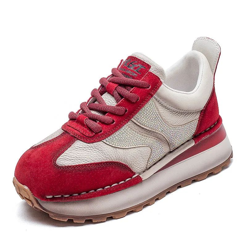 Scarpe da ginnastica casual eleganti in pelle patchwork da donna