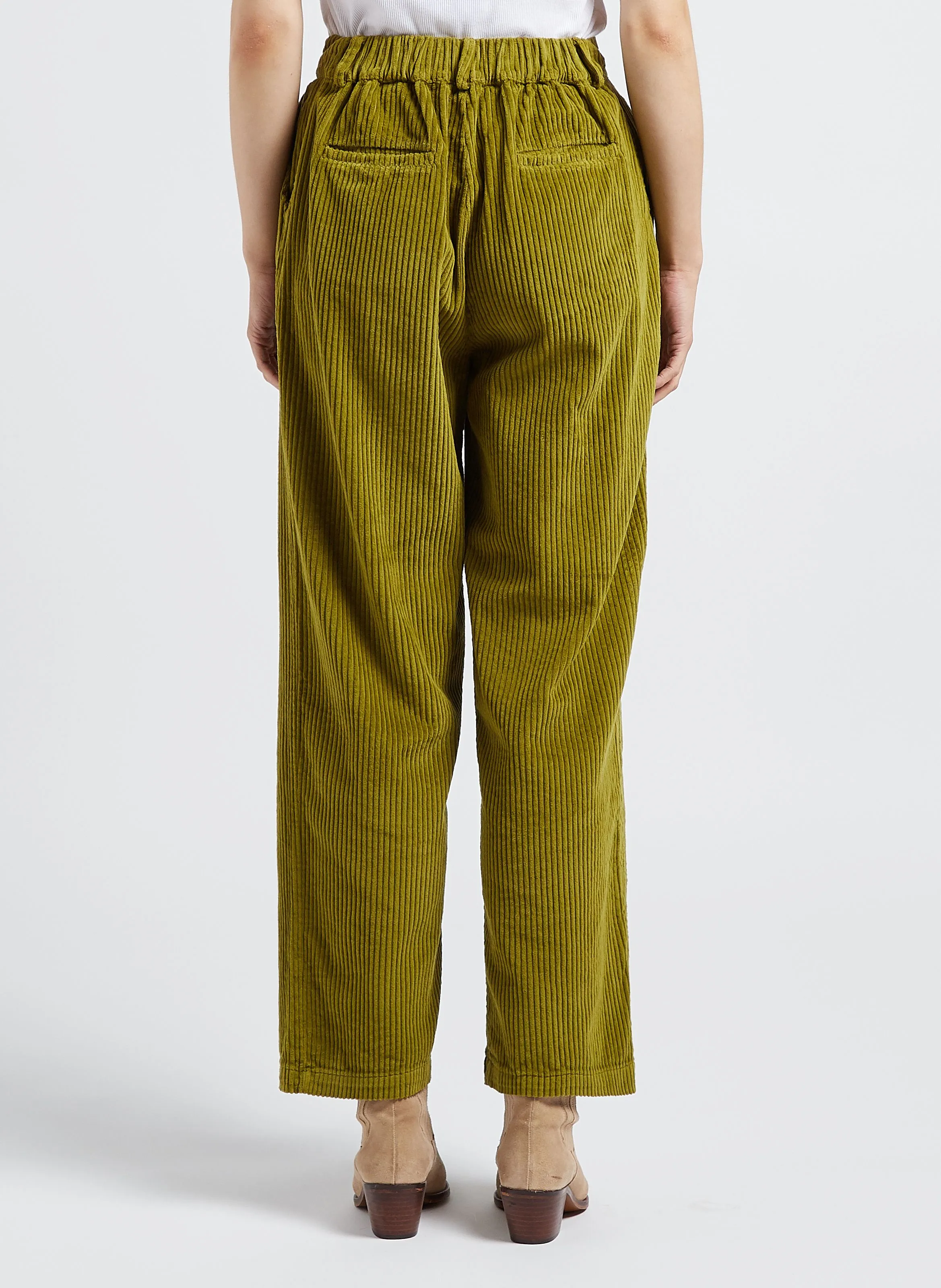  THE NEW SOCIETY   CAMERON - Pantaloni dritti in velluto di cotone a coste | Verde