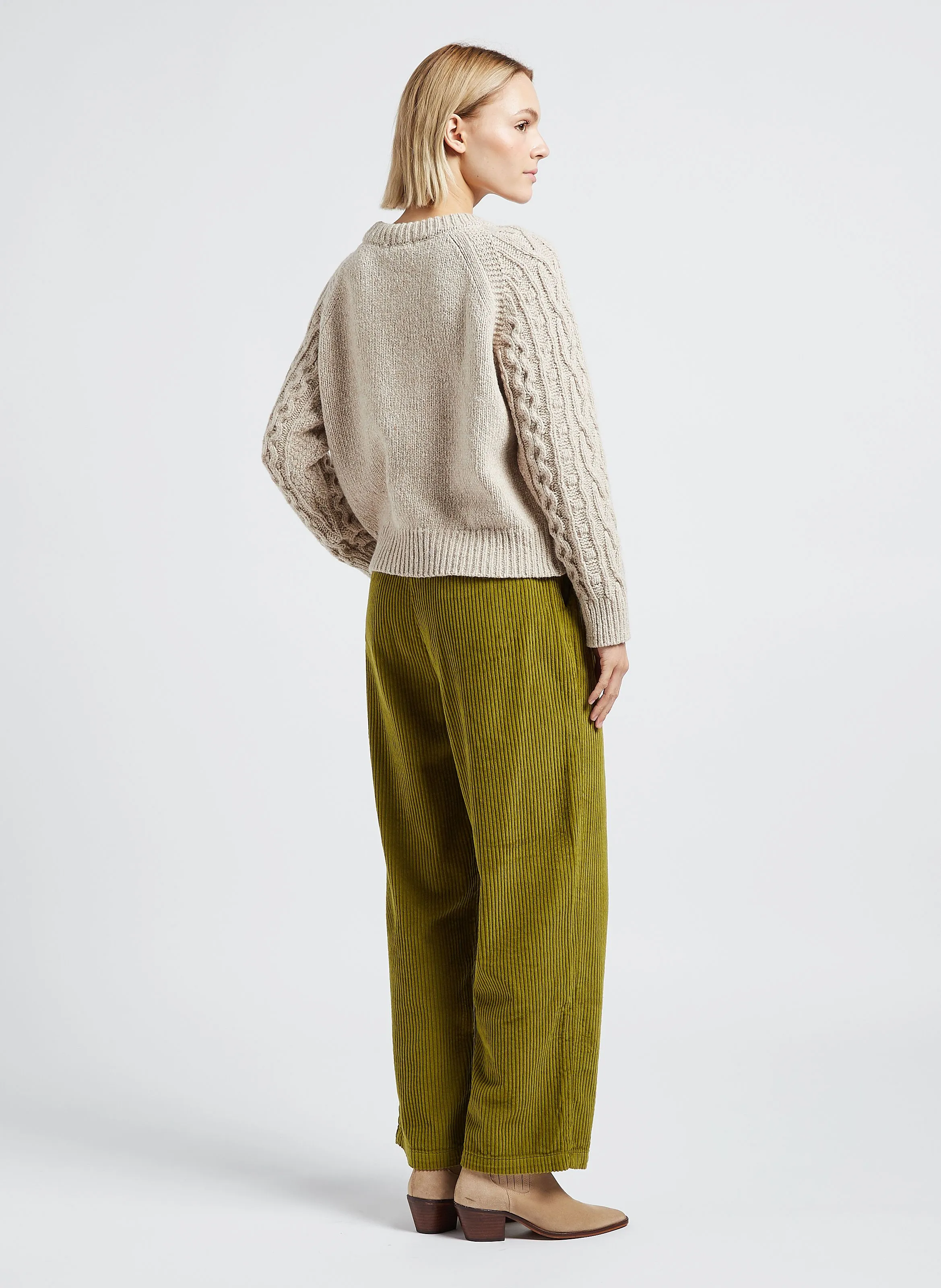  THE NEW SOCIETY   CAMERON - Pantaloni dritti in velluto di cotone a coste | Verde