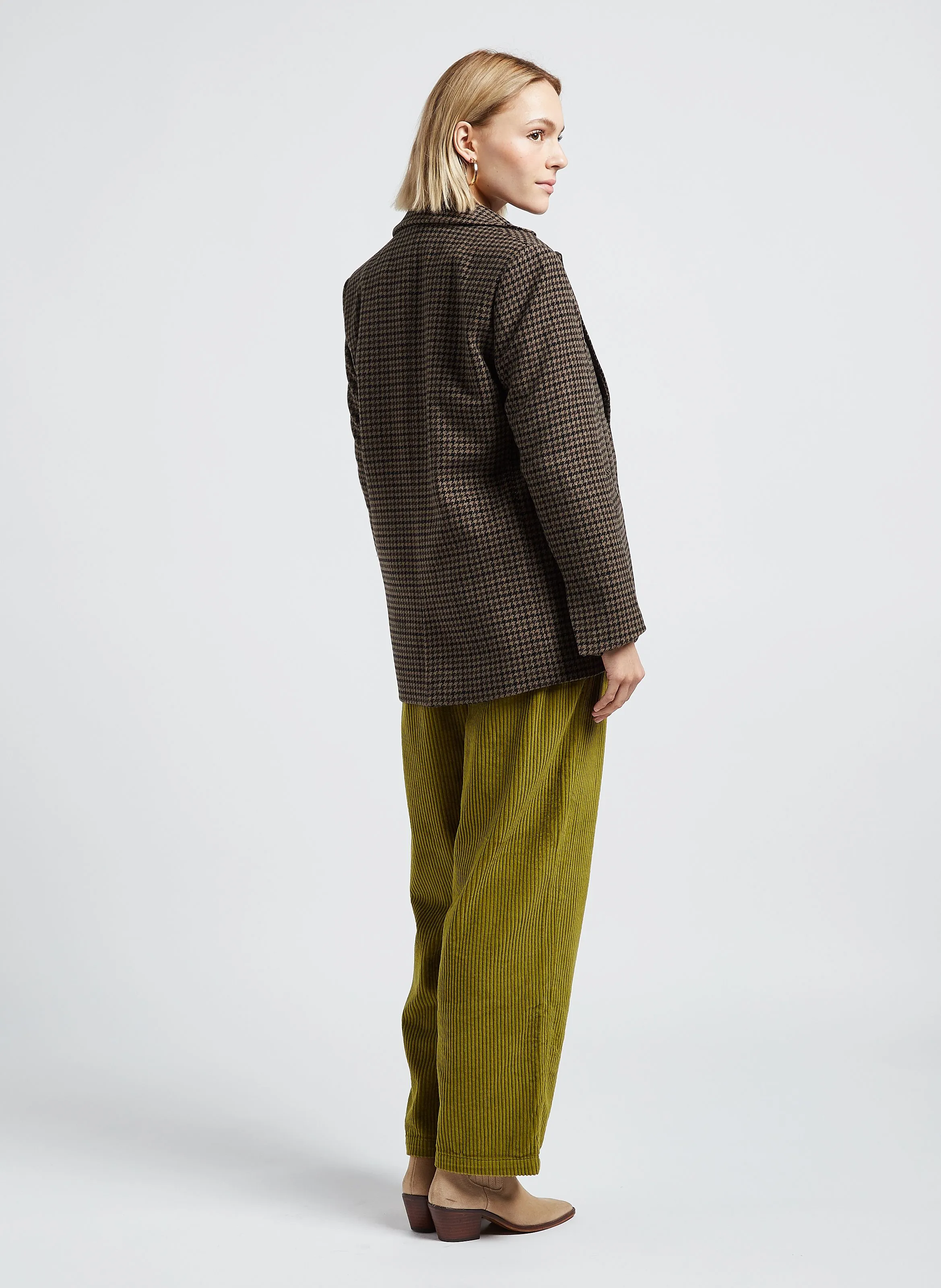  THE NEW SOCIETY   CAMERON - Pantaloni dritti in velluto di cotone a coste | Verde