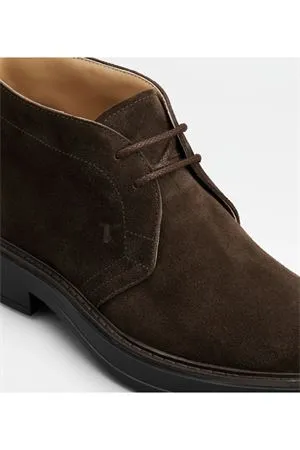 TOD'S Calzature,Scarpe Desert Boots in camoscio marrone scuro 