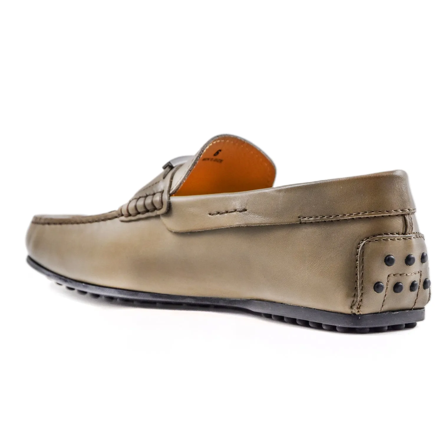 Tod's Mocassini Uomo City Grigio Con Accessorio T In Metallo