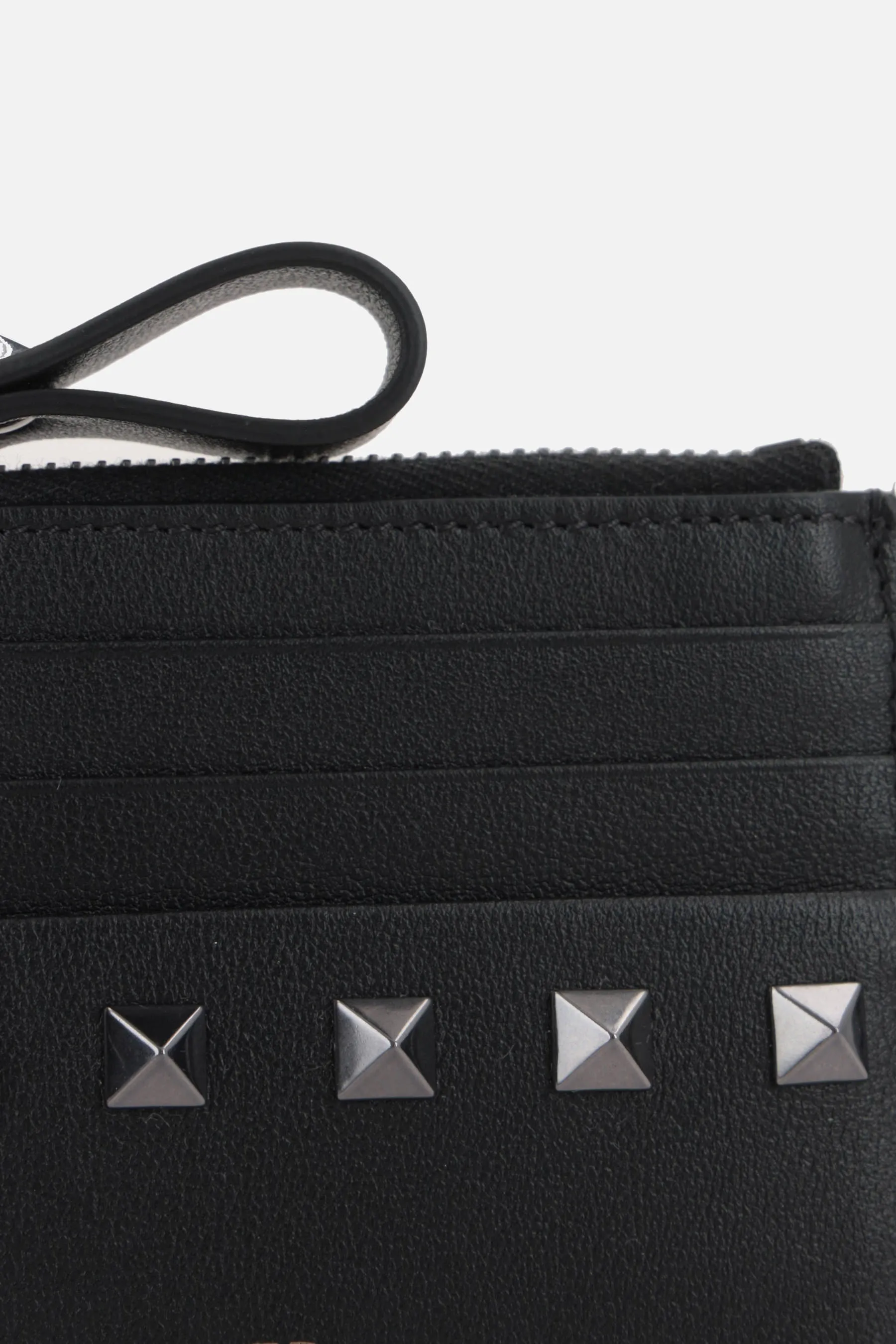  VALENTINO GARAVANI porta carte con zip Rockstud in pelle liscia 