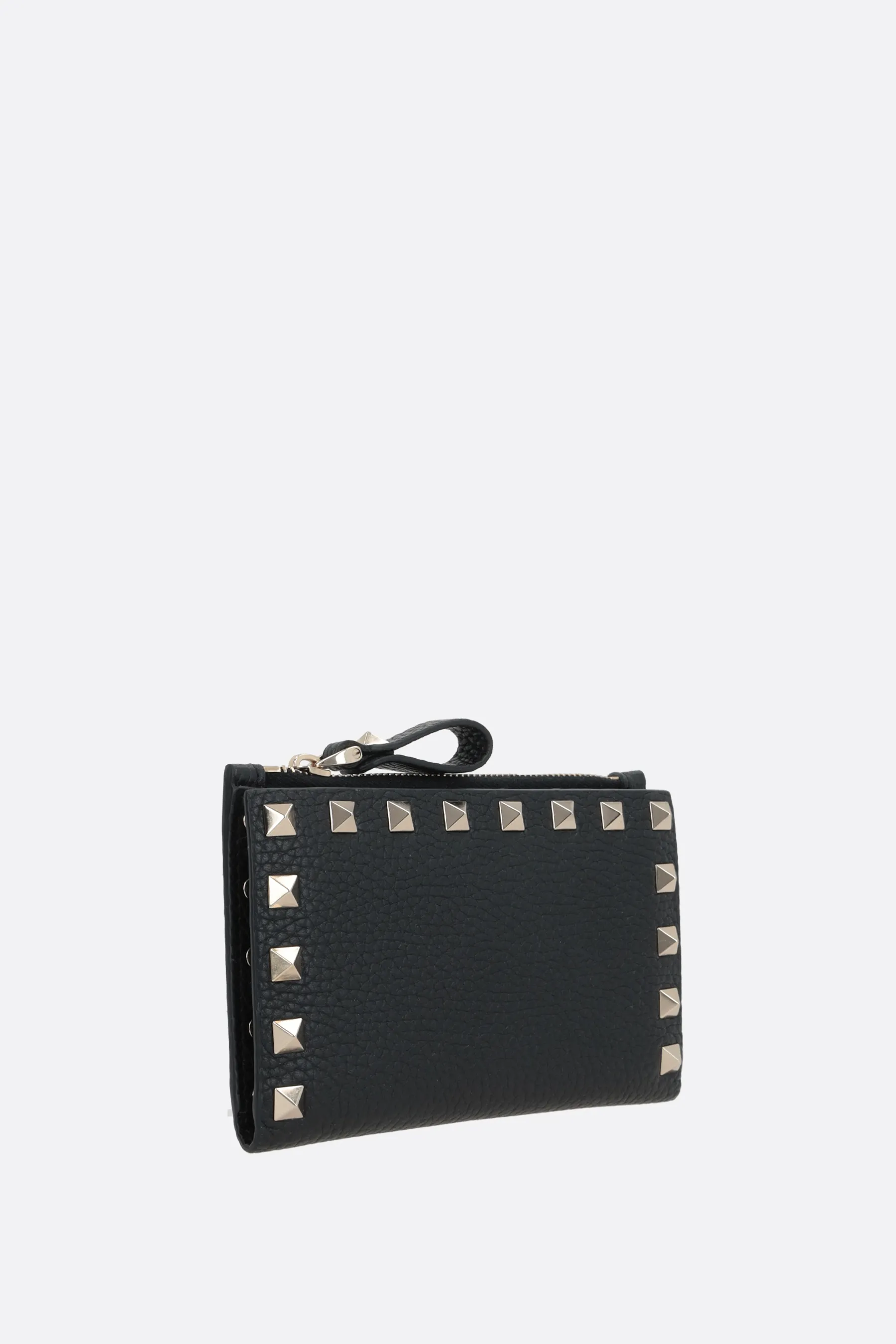  VALENTINO GARAVANI porta carte con zip Rockstud in pelle martellata 