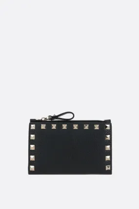  VALENTINO GARAVANI porta carte con zip Rockstud in pelle martellata 