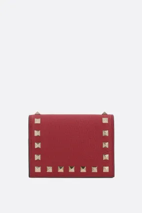  VALENTINO GARAVANI portafogli french-flap Rockstud in pelle martellata 